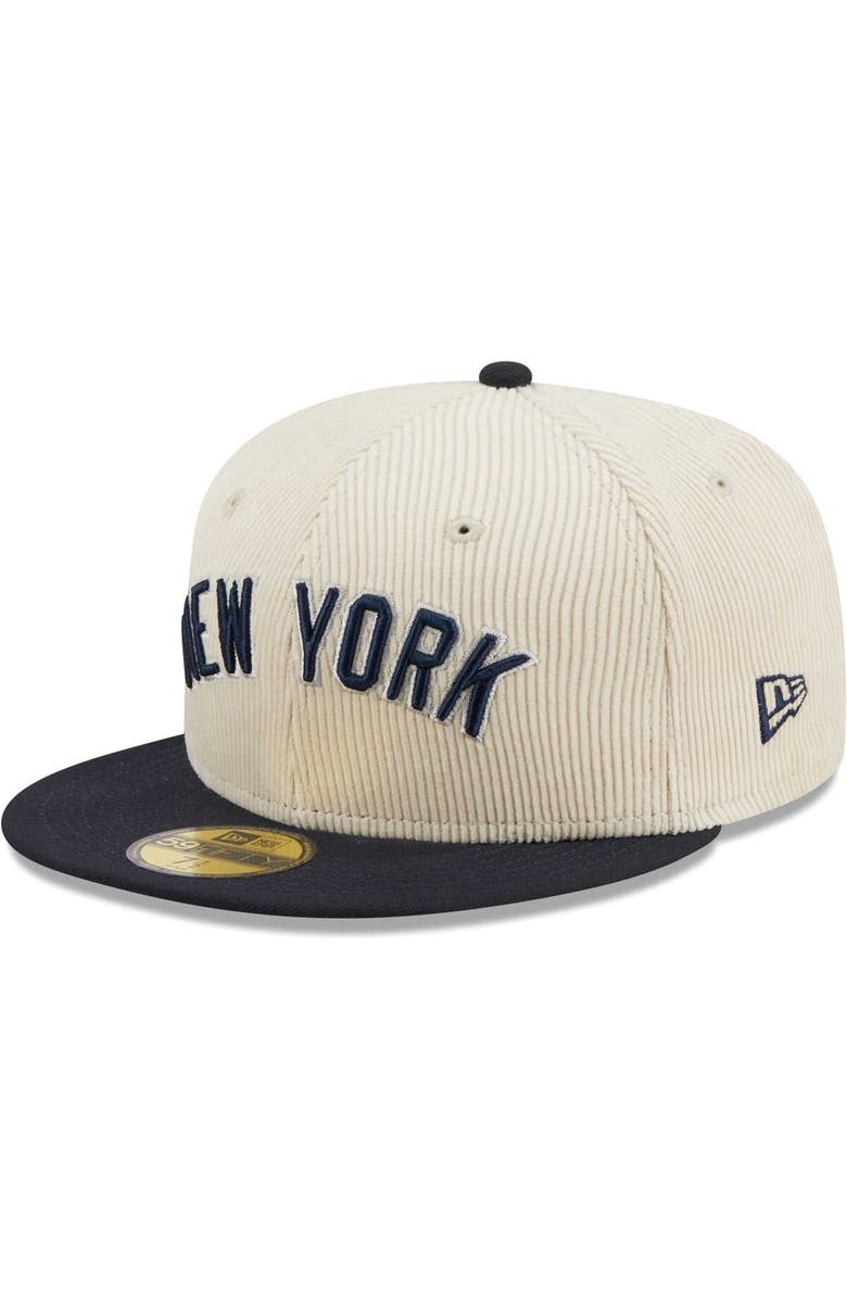 New Era Men's New Era White New York Yankees Corduroy Classic 59FIFTY Fitted Hat, Alternate, color, White