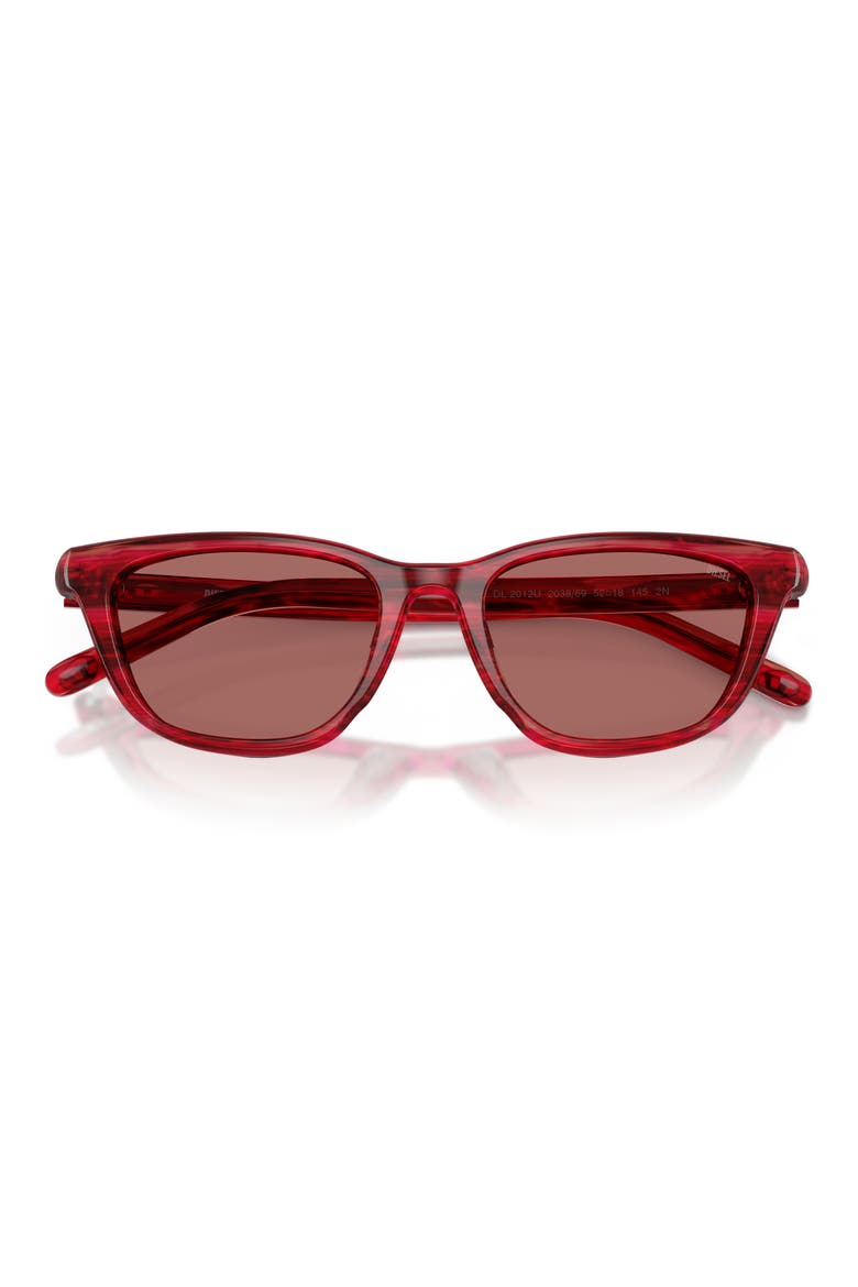 52mm Cat Eye Sunglasses, Alternate, color, STRIATED RED / DARK VIOLET