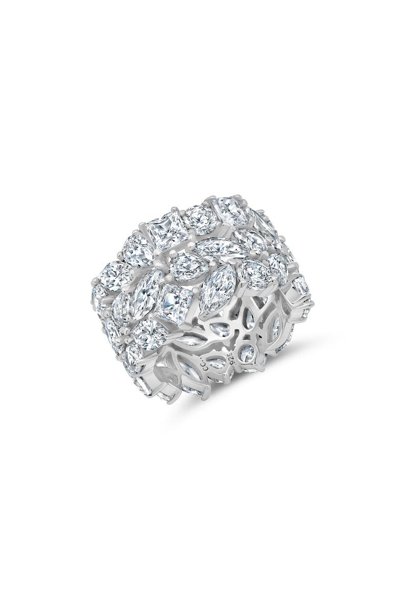 Cubic Zirconia Cluster Ring, Main, color, PURE PLATINUM/ CLEAR STONE