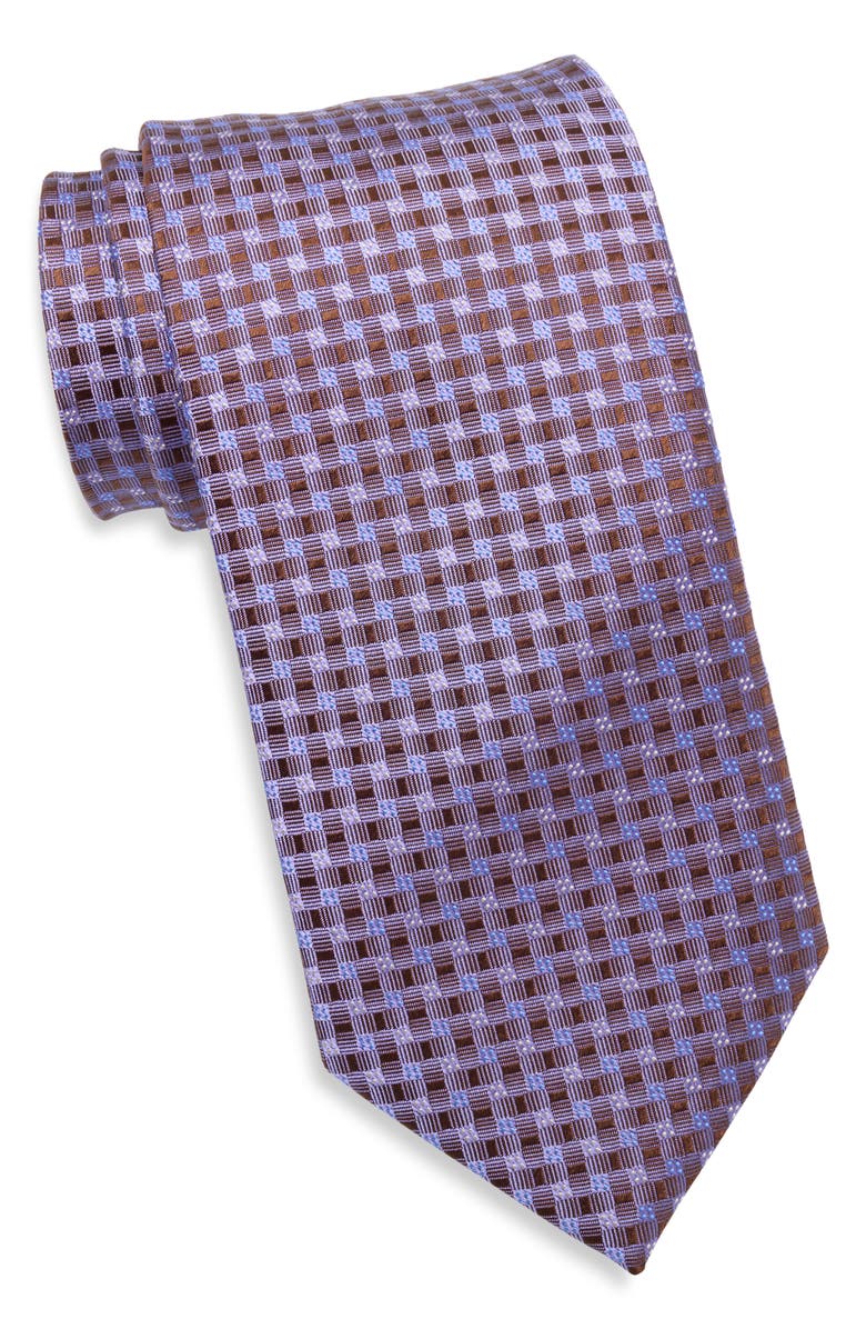Eton Neat Medallion Silk Tie, Main, color, Purple