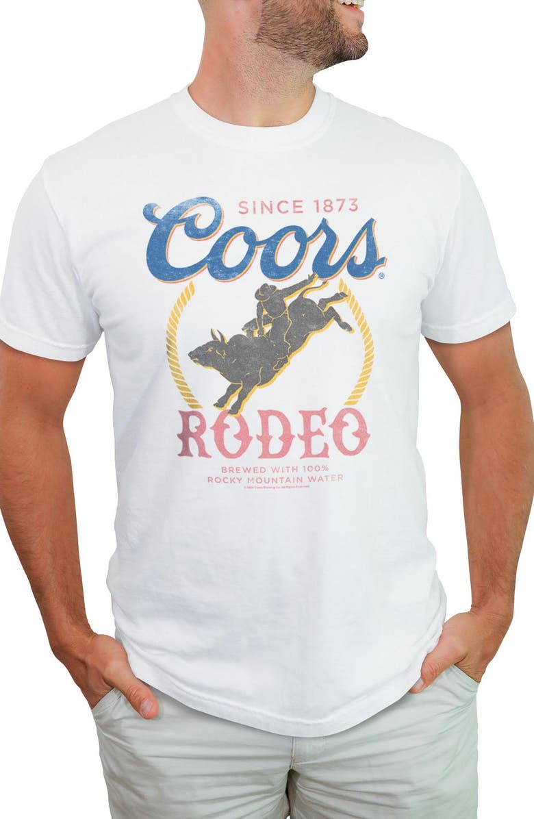 Coors Brewing Company Men's Coors Brewing Company Rodeo Logo  Graphic T-Shirt, Main, color, White