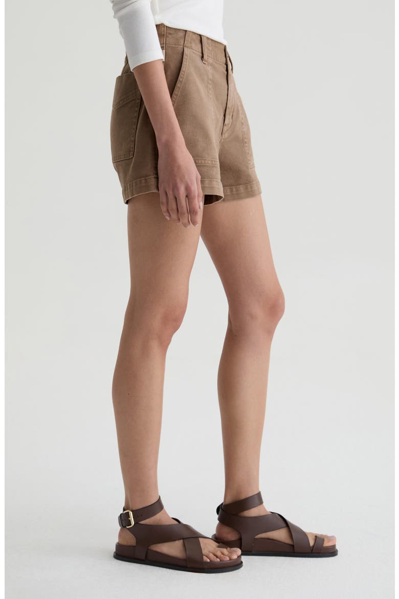 Analeigh High Waist Workwear Twill Shorts, Alternate, color, SULFUR LIGHT TAUPE