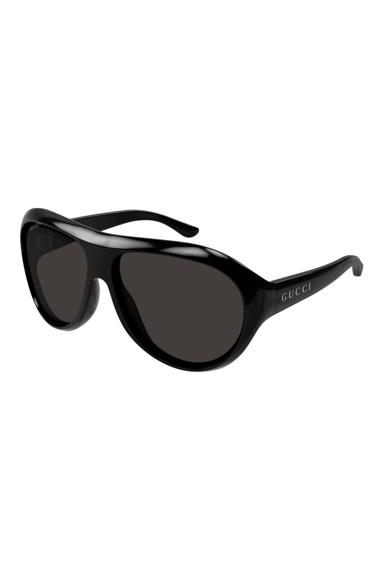 GG2270S 62mm Polarized Gradient Oversize Shield Sunglasses, Alternate, color, BLACK