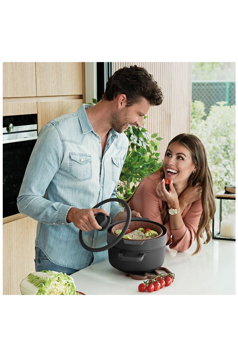 Leo Stone Nonstick 5.9-Quart Covered Stockpot, Alternate, color, BLACK