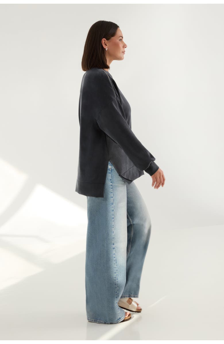 KADA The Cupro Oversized Crew Sweatshirt, Alternate, color, Ink