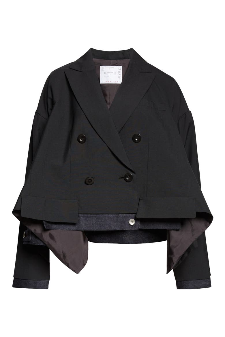 Double Breasted Suiting & Denim Jacket, Alternate, color, BLACK/ INDIGO