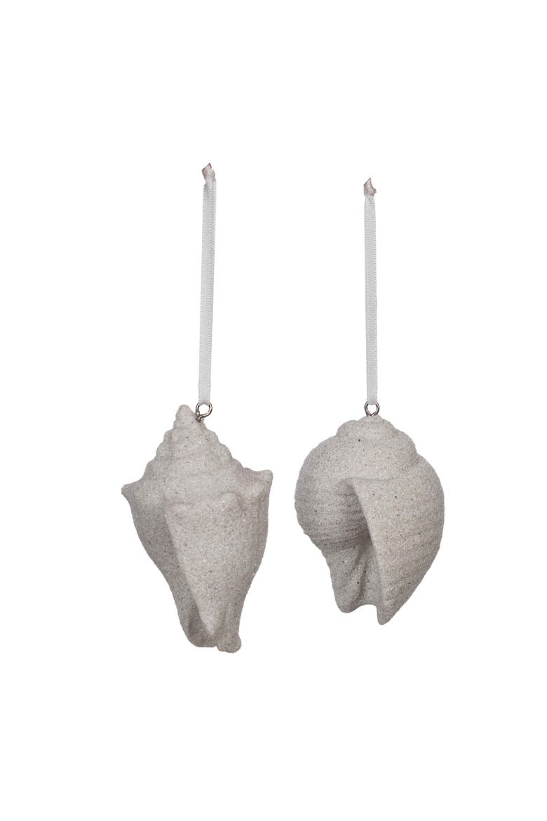 Sandy Shell Tree Ornament Assortment of 2, Alternate, color, White