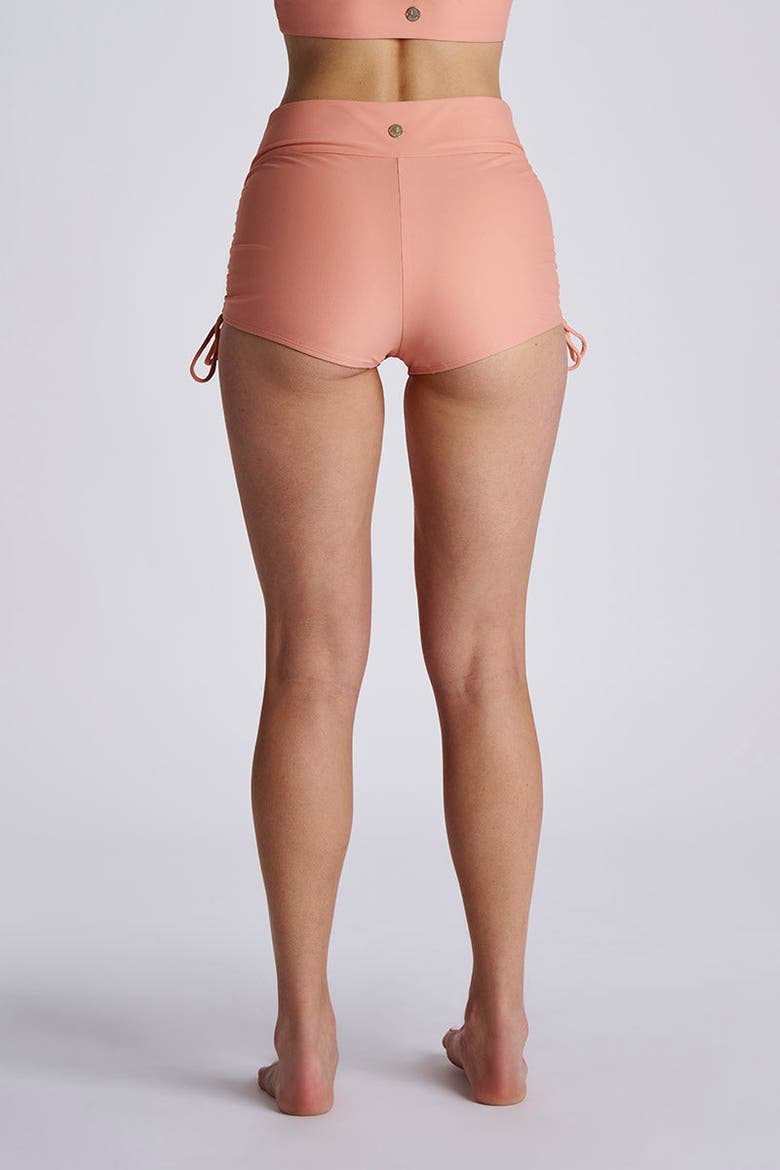Women's Bayshore Ruche Swim Shorts, UPF 50+ Sun Protection, Alternate, color, Soft Blush Peach