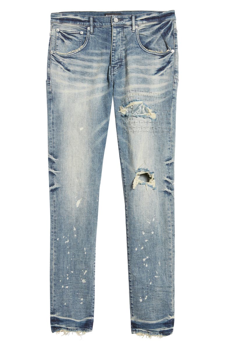 PURPLE BRAND PURPLE Bandana Patch Pocket Slim Leg Jeans, Alternate, color, 