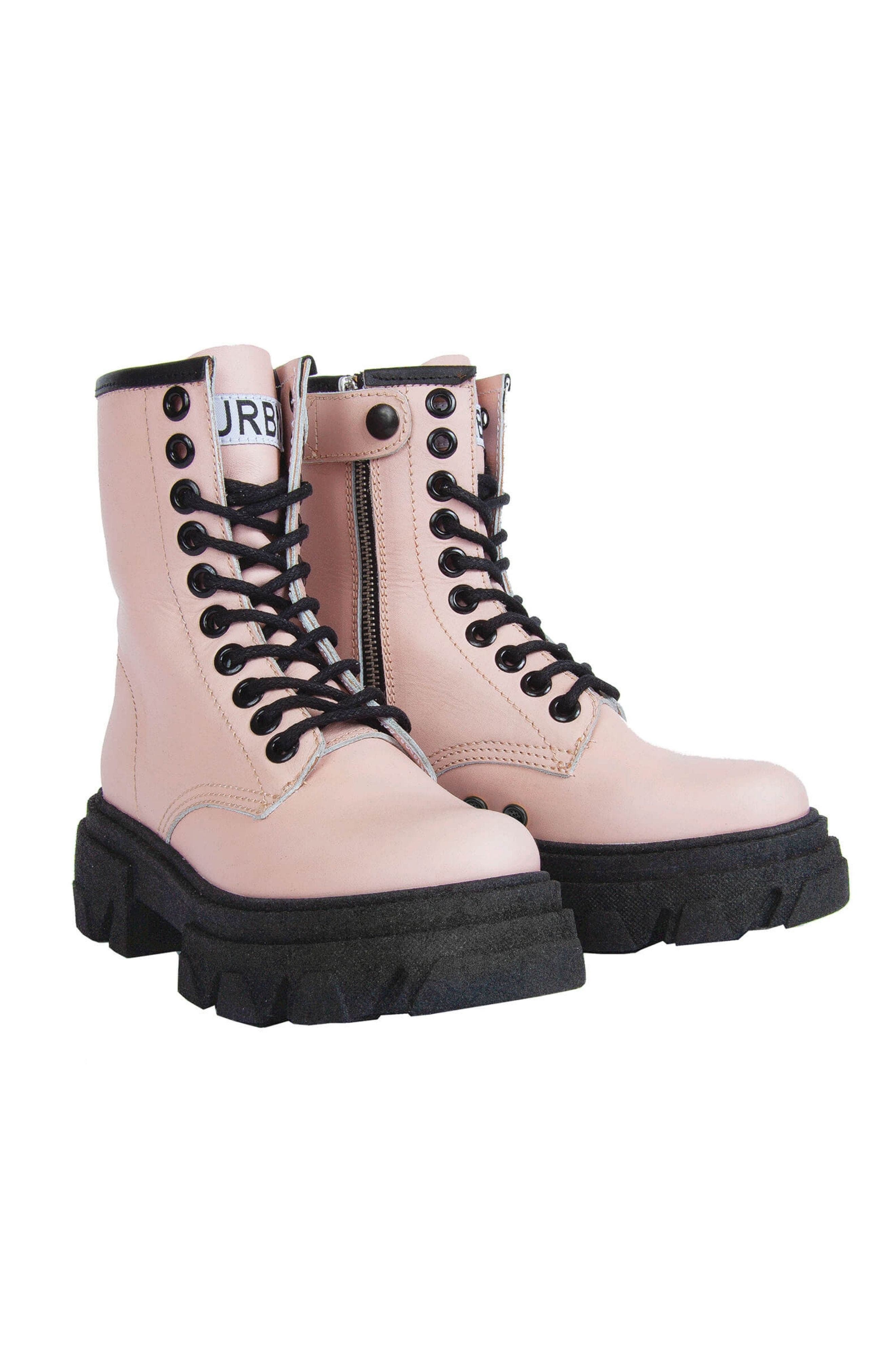 Genuine Leather Combat Boots, Alternate, color, Pink