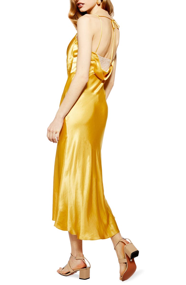 Topshop Lace Back Satin Slipdress, Alternate, color,