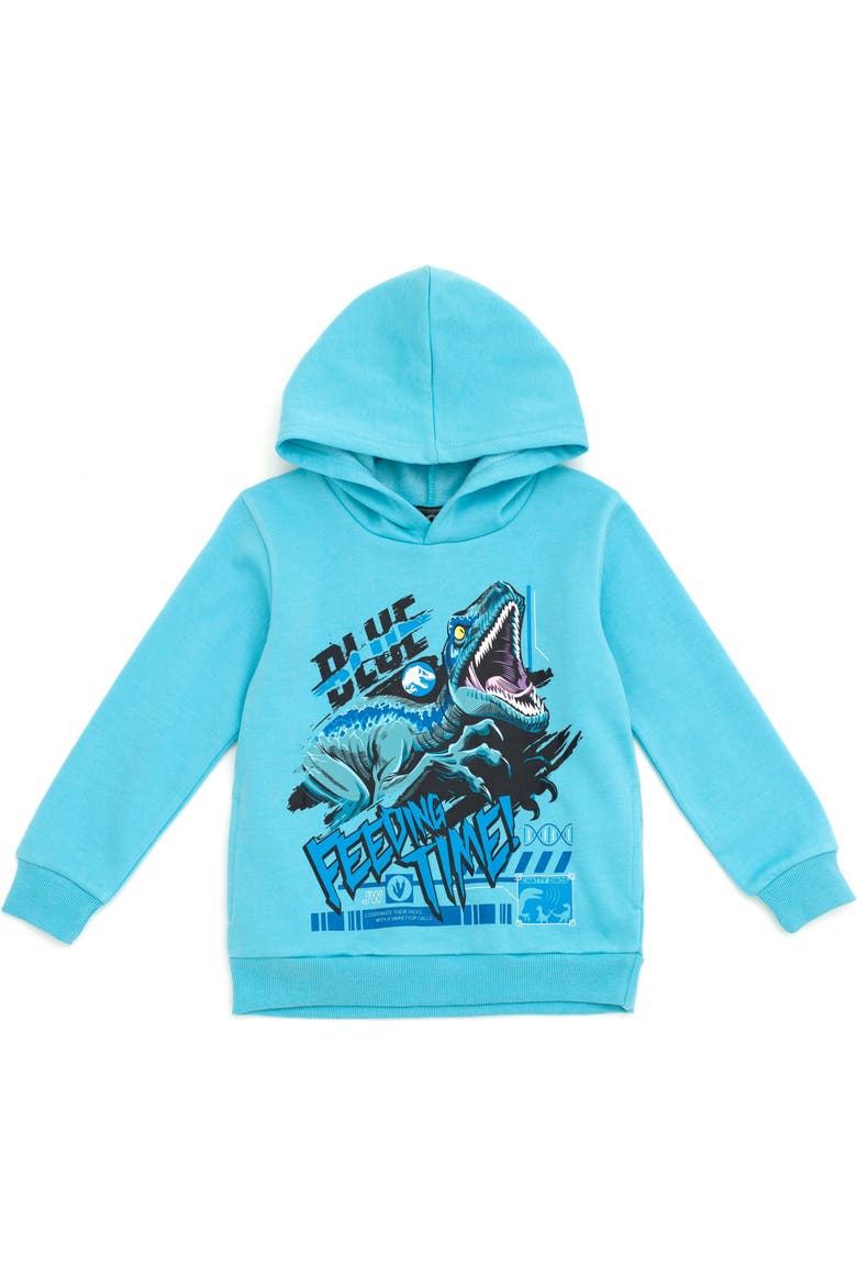 Jurassic Park Fleece Hoodie, Main, color, Blue Raptor Cyan
