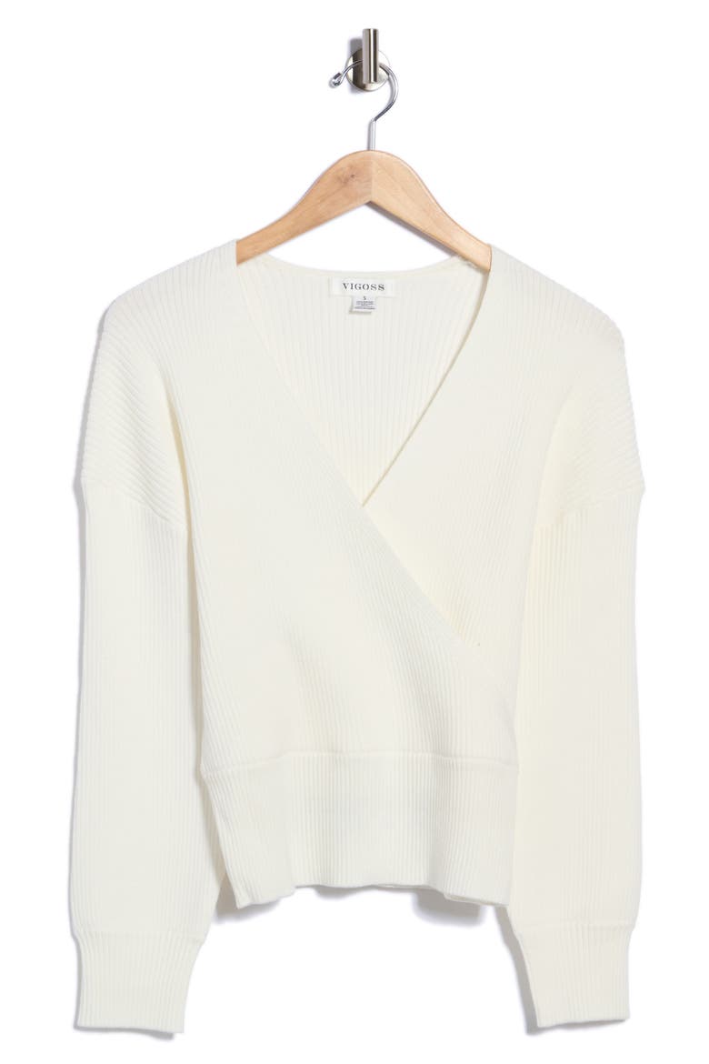 Ribbed Wrap Sweater, Main, color, CREME