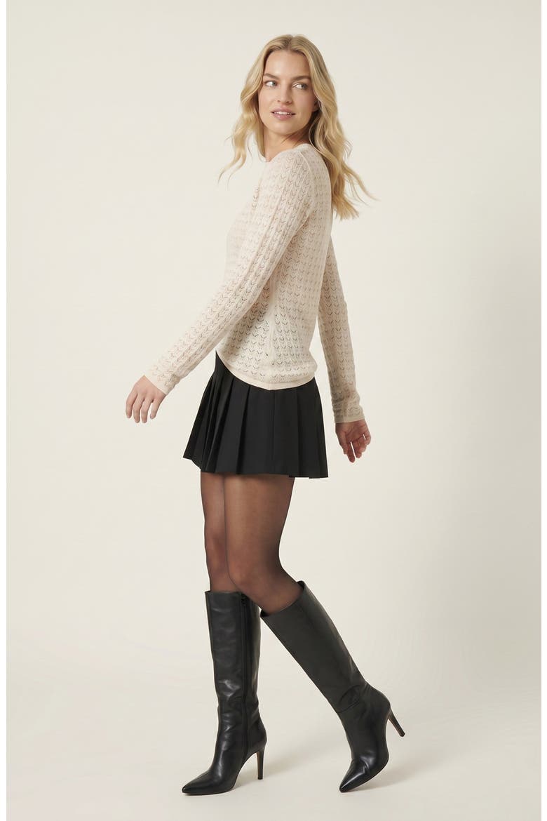 Textured Sheer Knit Top, Alternate, color, Ivory