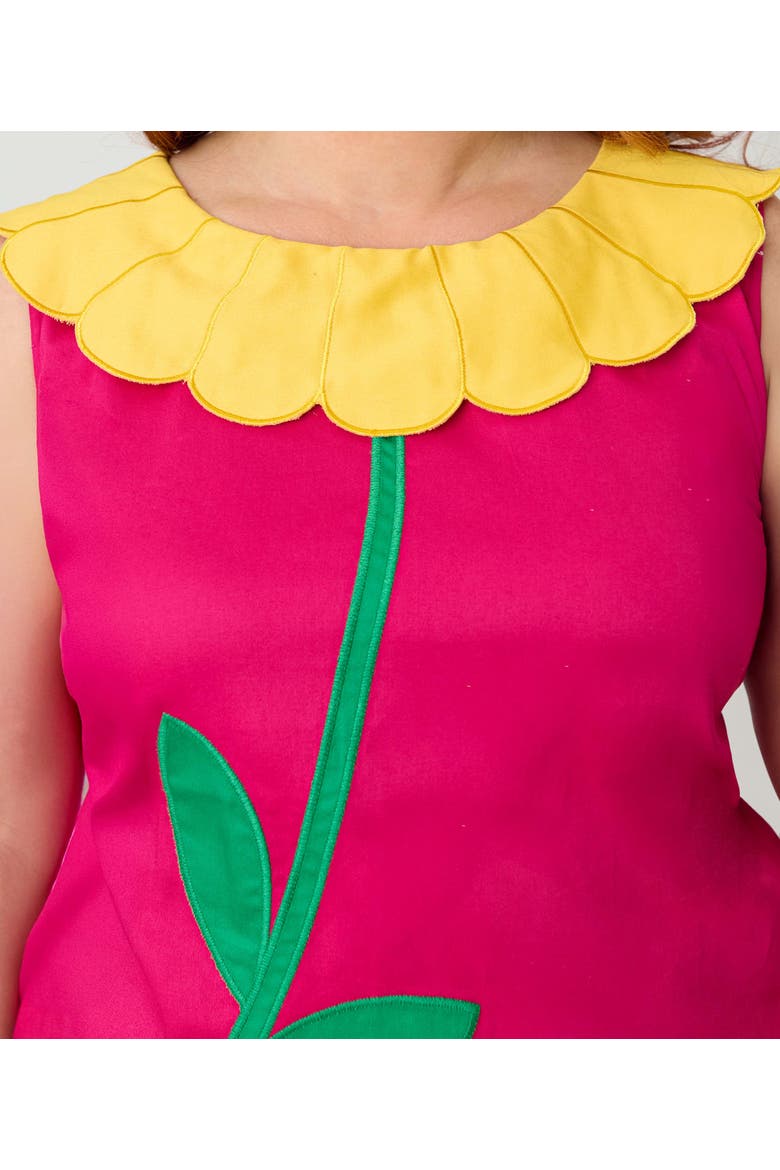 Plus Size Petal Collar Shift Dress, Alternate, color, Hot Pink Daisy Collar