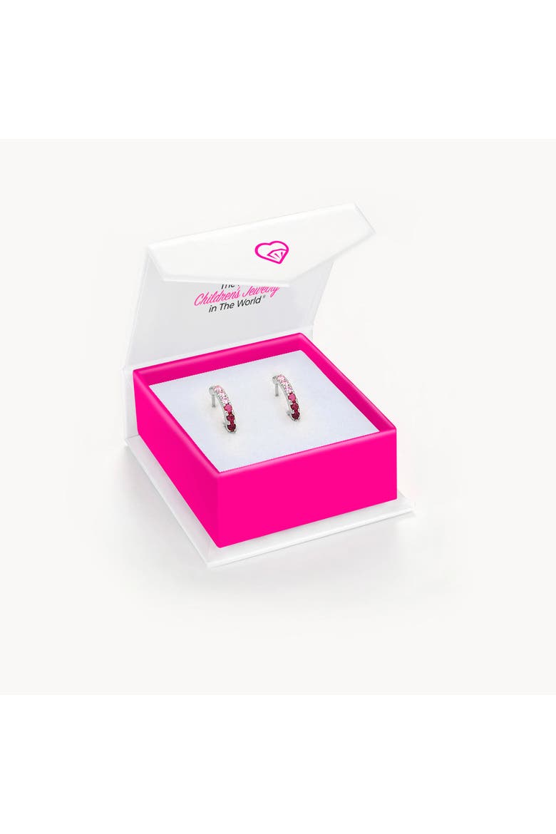 Small Multi Cubic Zirconia Huggie Earrings, Alternate, color, Pink