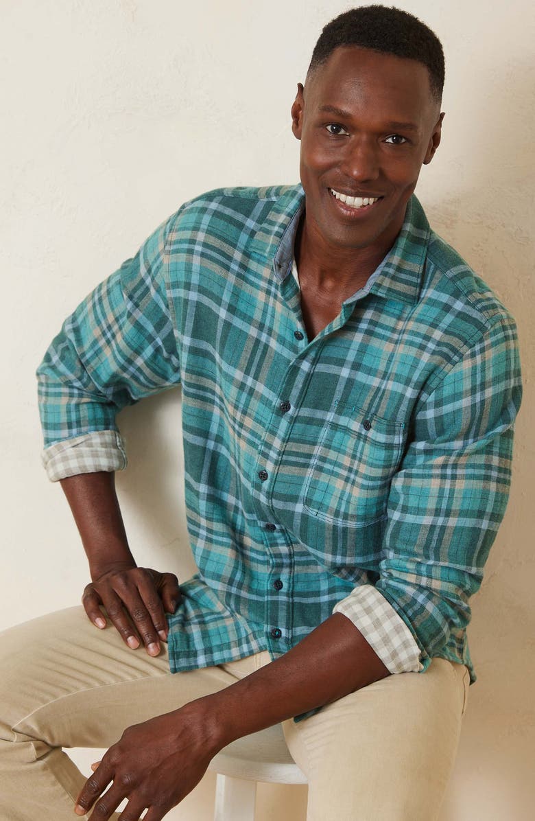 Tommy Bahama Double Duty Plaid Cotton Flannel Button-Up Shirt, Alternate, color,