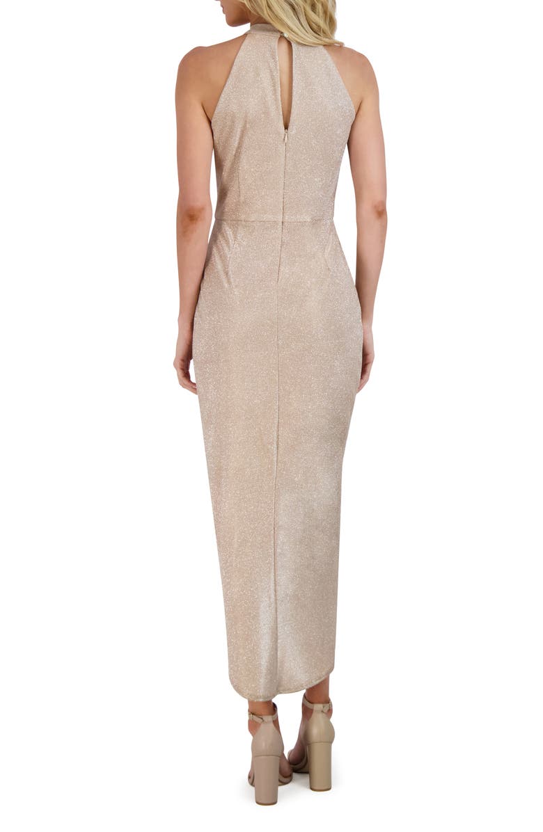 Julia Jordan Metallic Halter Neck Tulip Hem Maxi Dress, Alternate, color, 