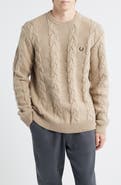 Fred Perry Cable Stitch Wool Blend Crewneck Sweater