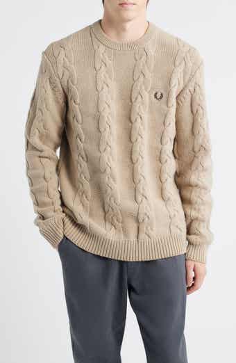 Fred Perry Cable Stitch Wool Blend Crewneck Sweater