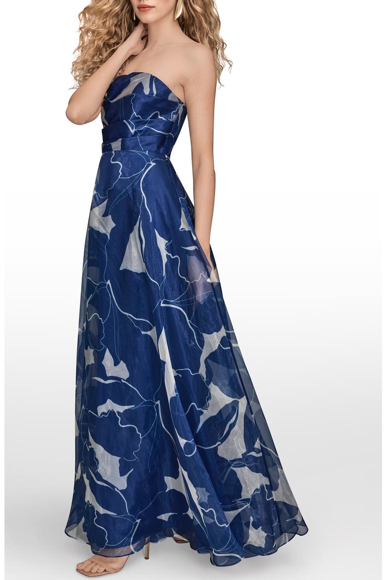 Floral Strapless Gown, Alternate, color, SAPPHIRE