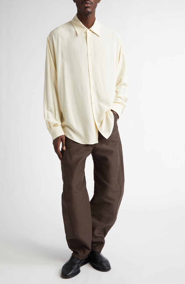 Lemaire Relaxed Fit Button-Up Shirt, Alternate, color, Cream Ye507
