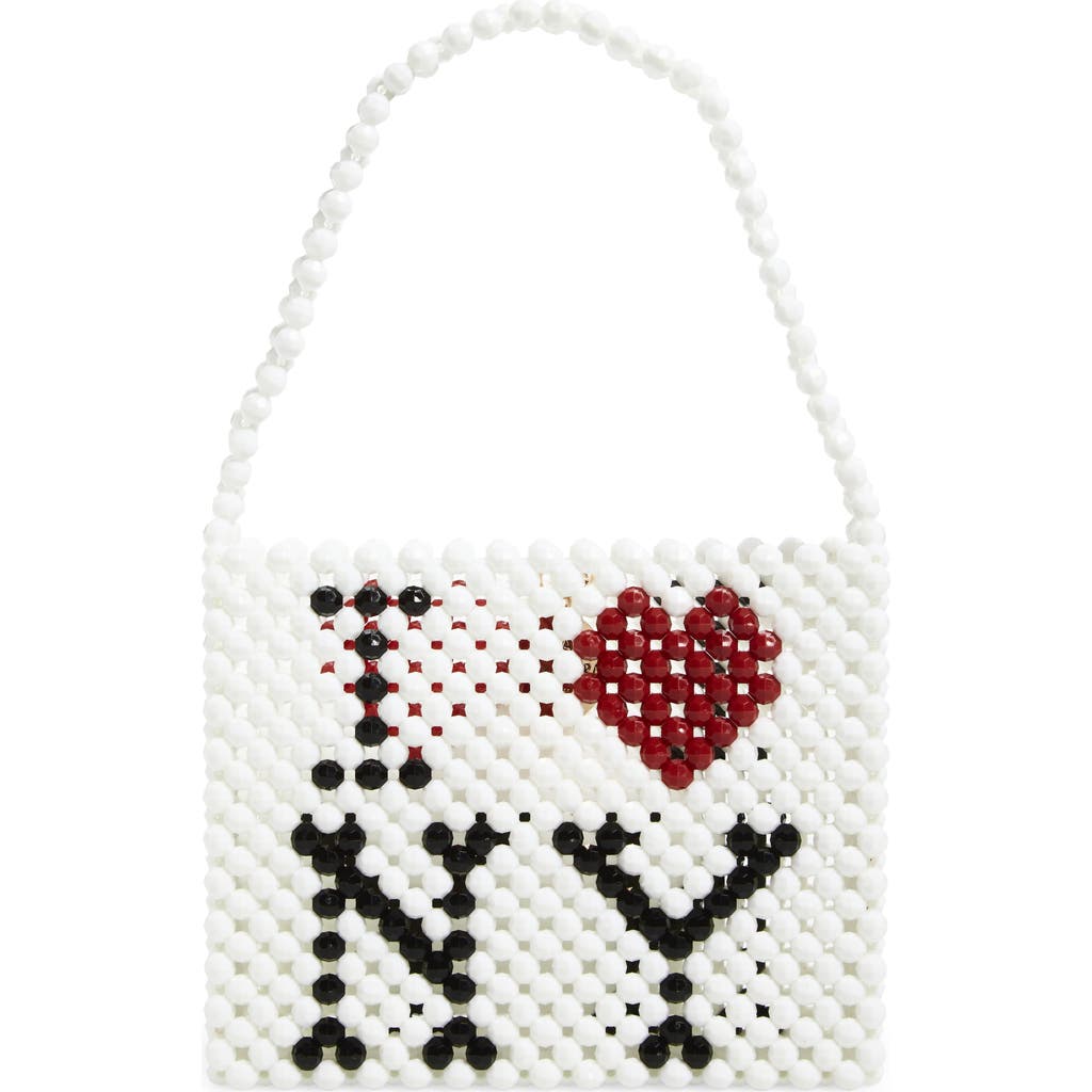 Susan Alexandra I Love Ny Beaded Top Handle Bag In White