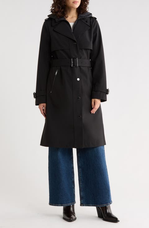 Belted Water Resistant Raincoat with Bib