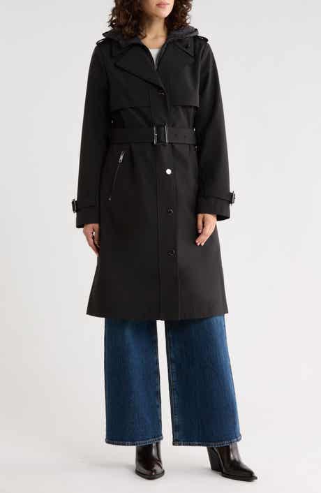 Belted Water Resistant Raincoat with Bib