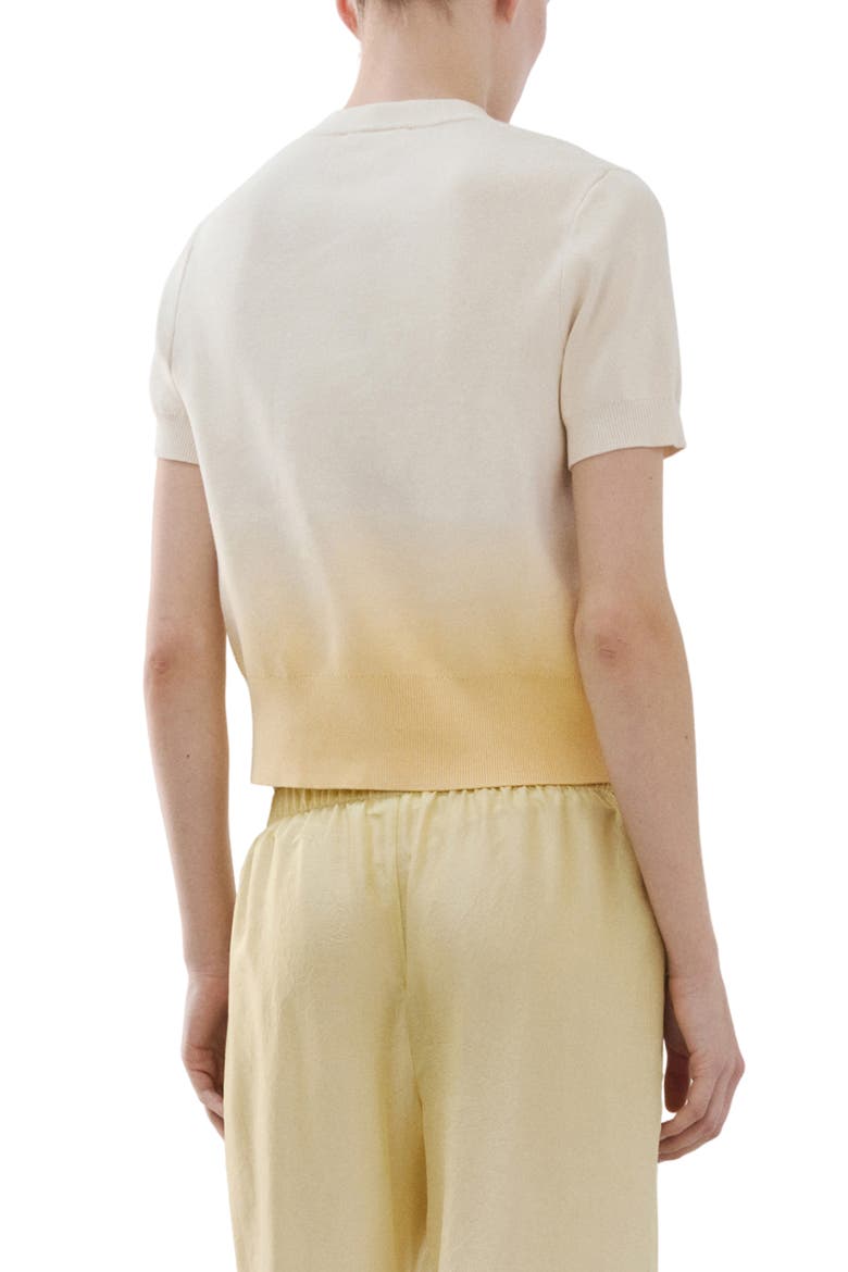 Gradient Short Sleeve Cotton Cardigan, Alternate, color, PASTEL YELLOW