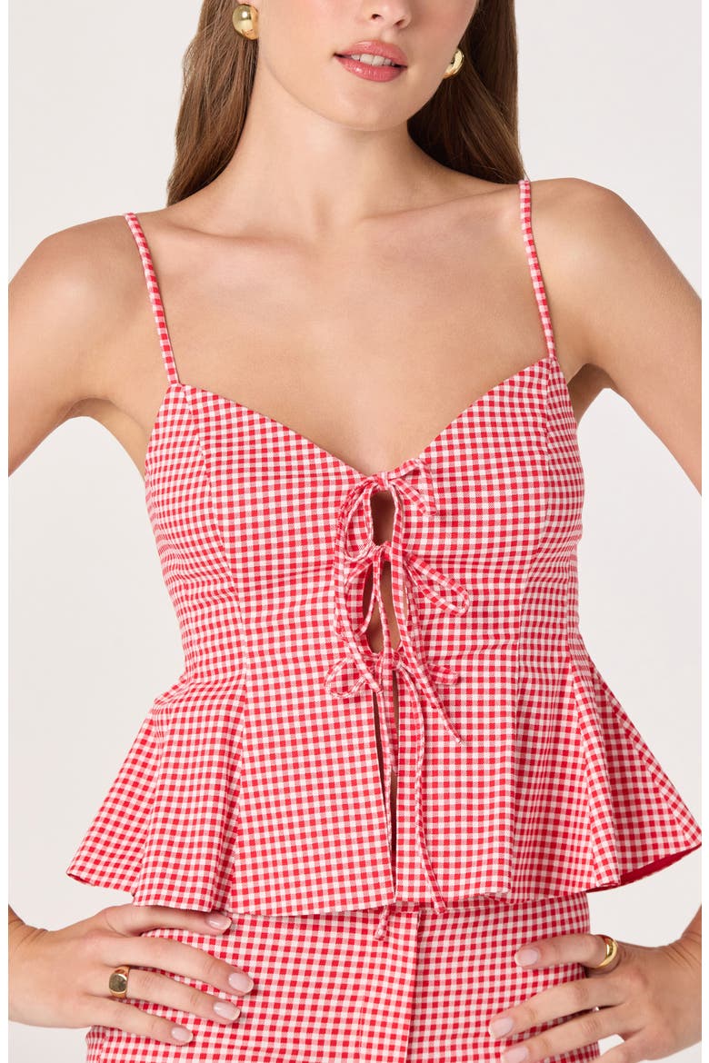 Alma Stretch Cotton Gingham Top, Alternate, color, RED GINGHAM
