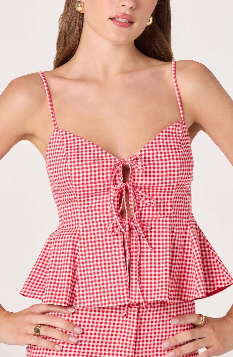 ASTR the Label Alma Stretch Cotton Gingham Top, Alternate, color, Red Gingham