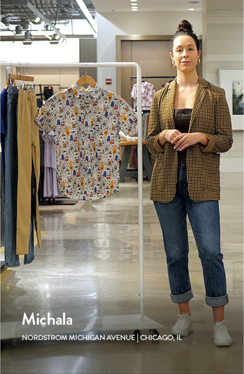 Kids' Camp Print Short Sleeve Cotton Button-Up Shirt, sales video thumbnail