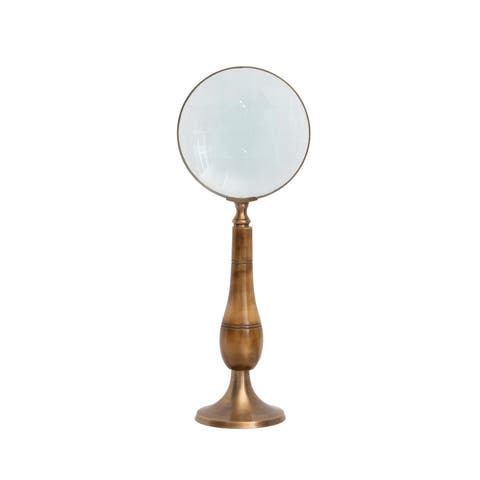 Vintage Brass and Bone Magnifying Glass, Multicolor