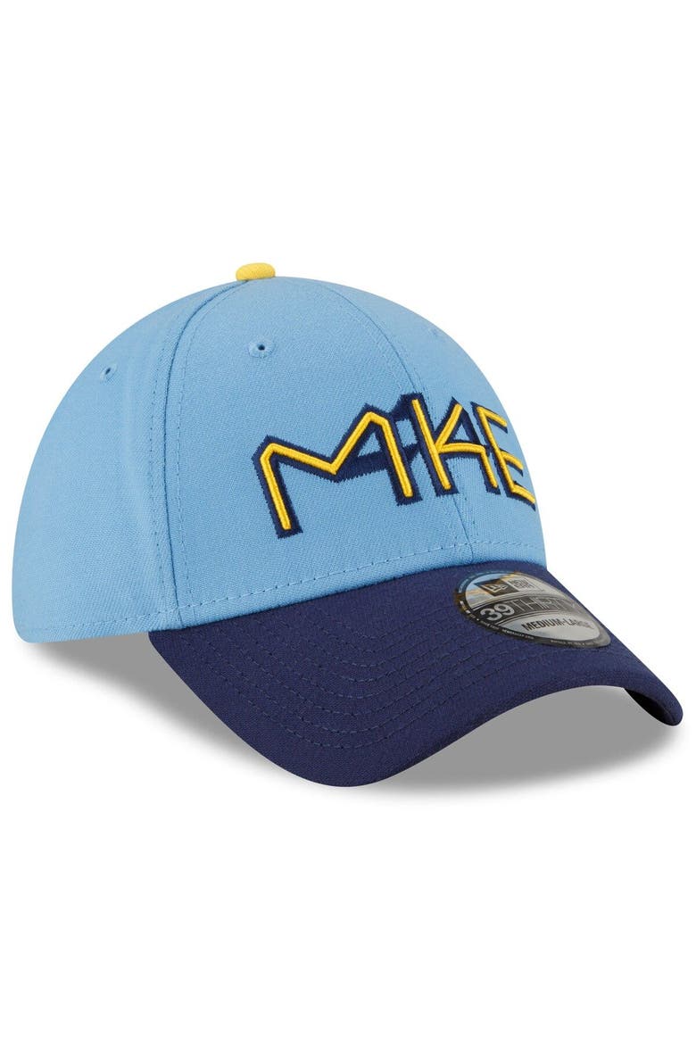 Men's New Era Powder Blue Milwaukee Brewers 2022 City Connect 39THIRTY Flex Hat, Alternate, color, Light Blue