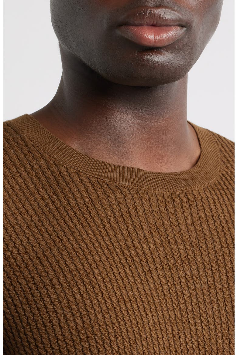 Chain Link Short Sleeve Sweater, Alternate, color, SOLID MEDIUM BEIGE