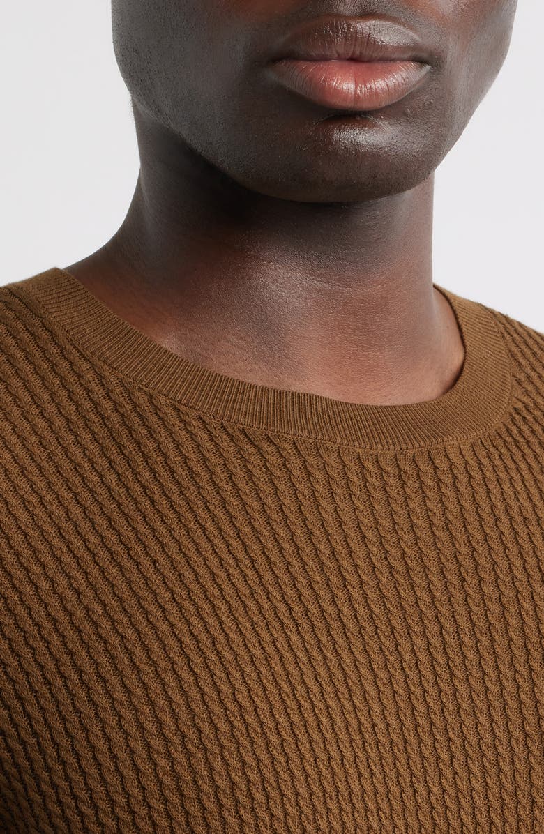 Emporio Armani Chain Link Short Sleeve Sweater, Alternate, color, Solid Medium Beige