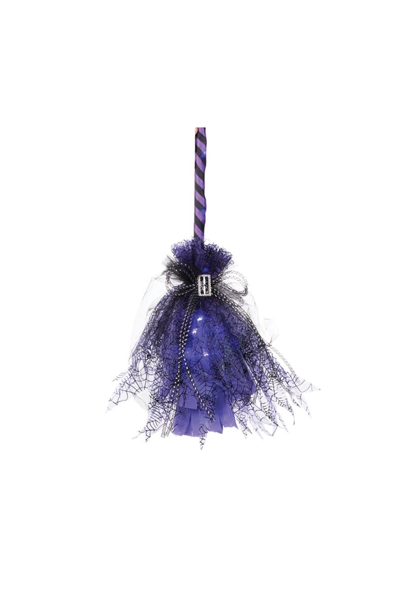 Purple & Black Decorative LED Witch's Broom Halloween Figurine, 35.43", Alternate, color, Purple