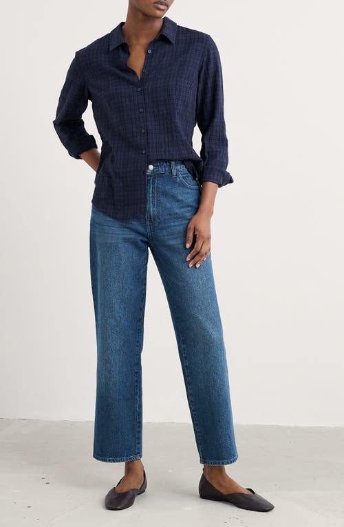 Seasalt Cornwall Isla Plaid Organic Cotton Blend Button-up Shirt In Blue