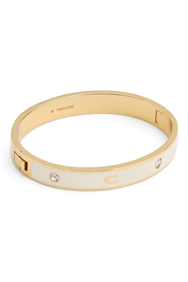 Enamel Bangle Bracelet, Alternate, color, WHITE/ GOLD