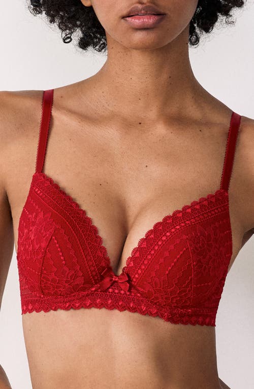 Etam Panama Underwire Plunge Push-up Bra In Cardinal