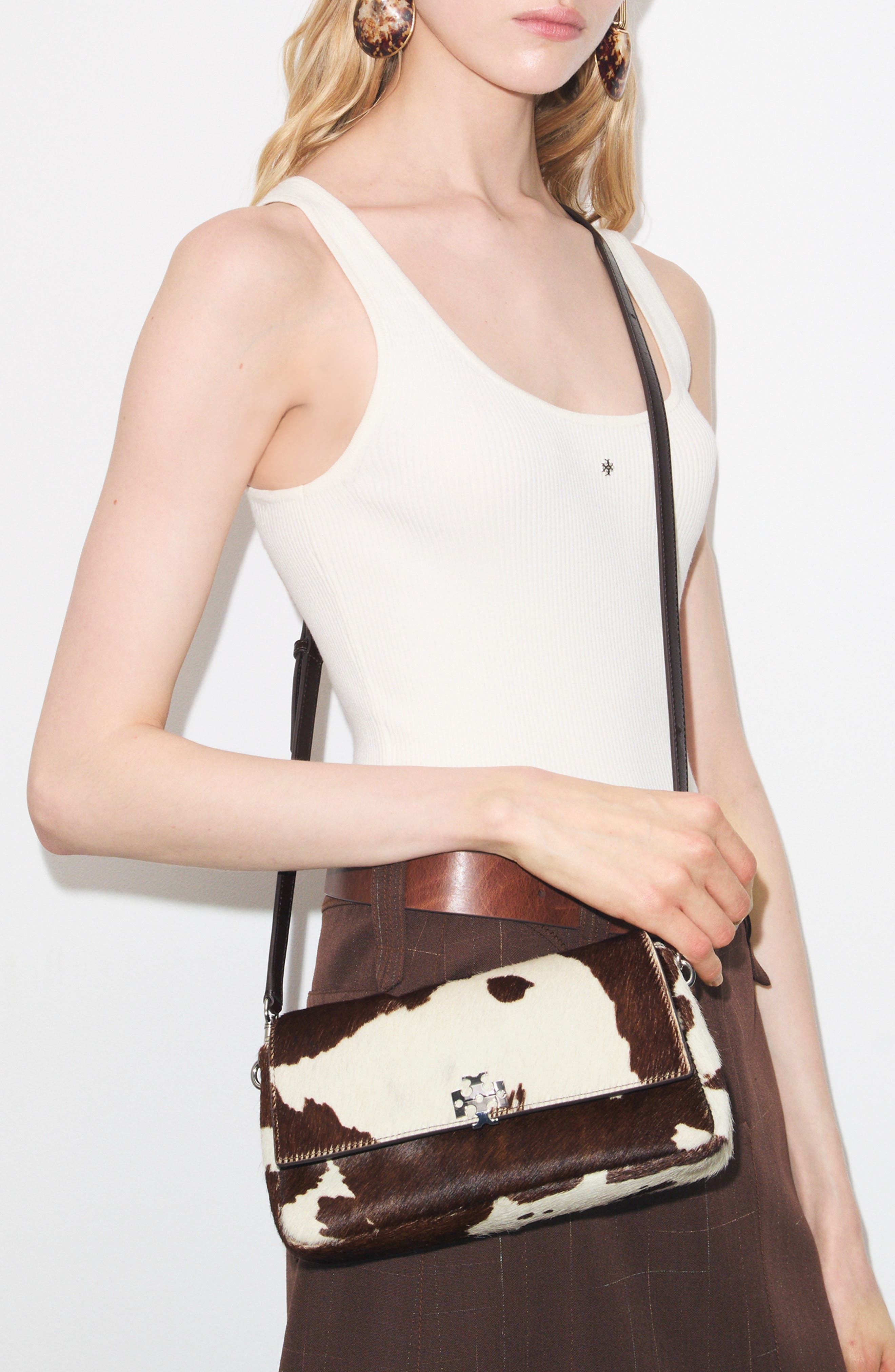 Charlie Small Genuine Calf Hair Shoulder Bag, Alternate, color, MOCHA BROWN / SHEA BUTTER