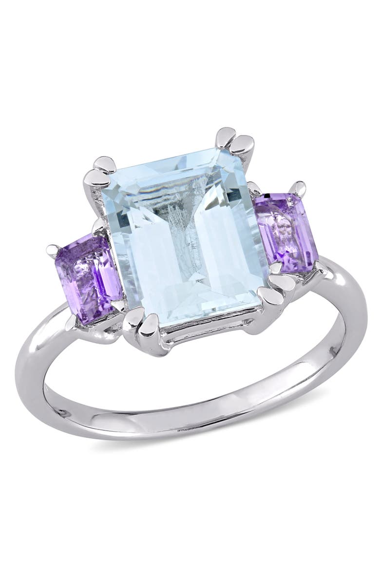 Julianna B. Aquamarine & Rose de France 3-Stone Ring, Main, color, Ice Aquamarine