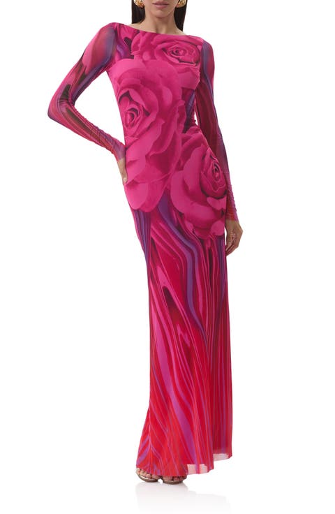 Talmo Long Sleeve Open Back Mesh Dress