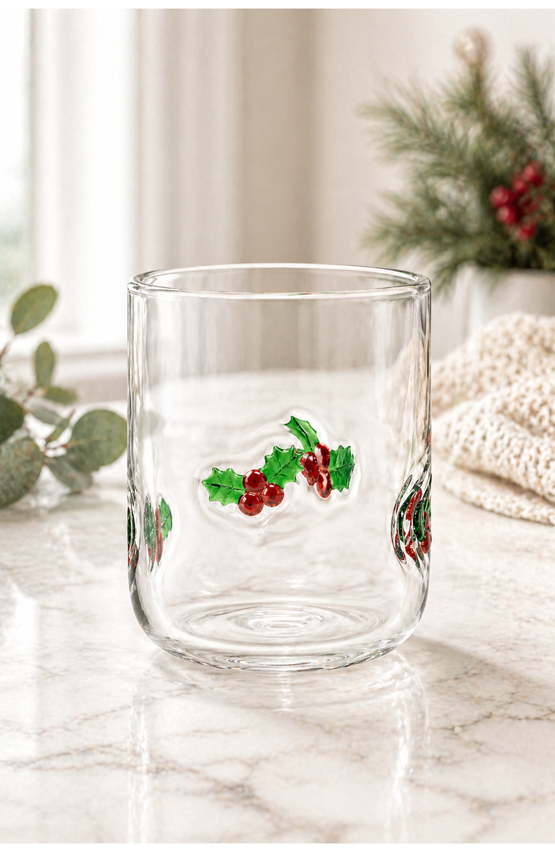 Jeanne Fitz Holly Leaf Icon Glass, Set of 4, Alternate, color, Multi