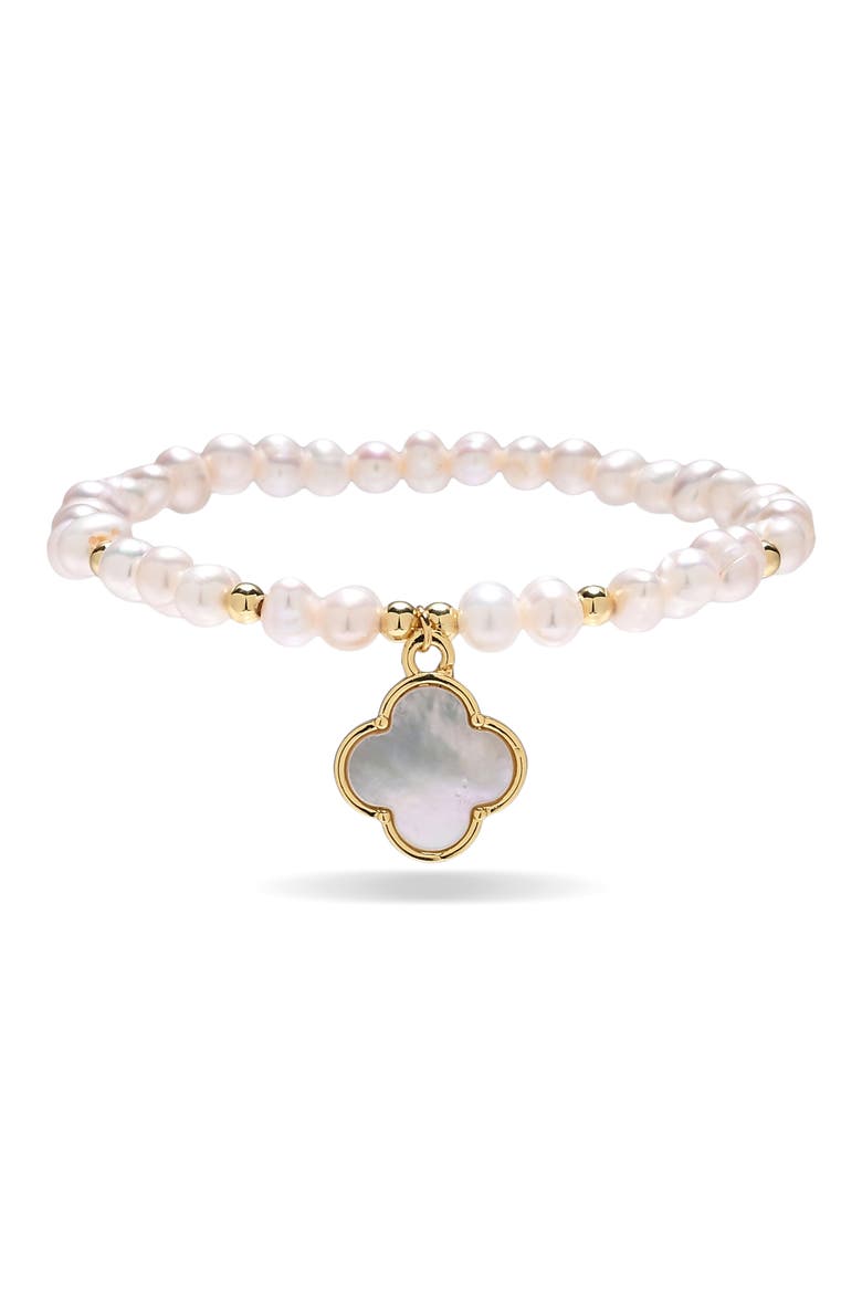 Anastasia Freshwater Pearl Stretch Bracelet, Main, color, GOLD