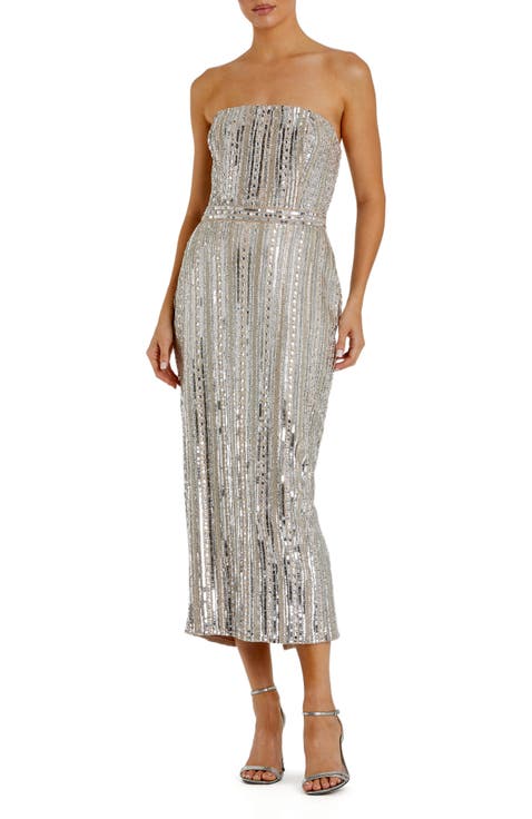 Embellished Strapless Column Dress