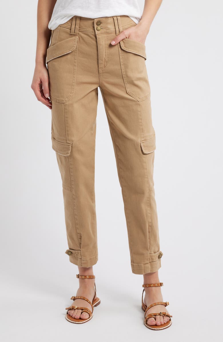 Wit & Wisdom 'Ab'Solution High Waist Ankle Tapered Twill Cargo Pants, Main, color, Warm Sand