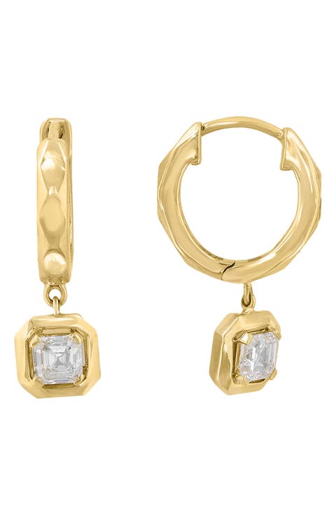 14K Gold Lab Grown Diamond Huggie Hoop Earrings