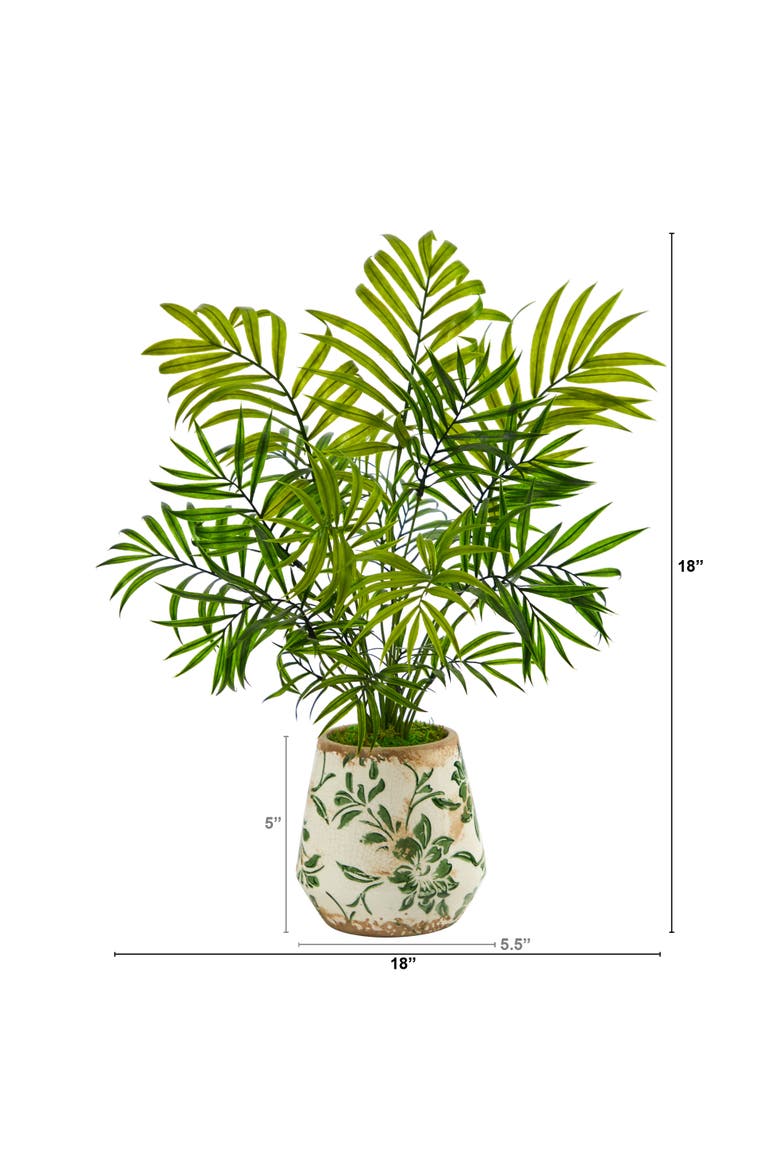 18-in Mini Areca Palm Artificial Plant in Floral Vase, Alternate, color, Green